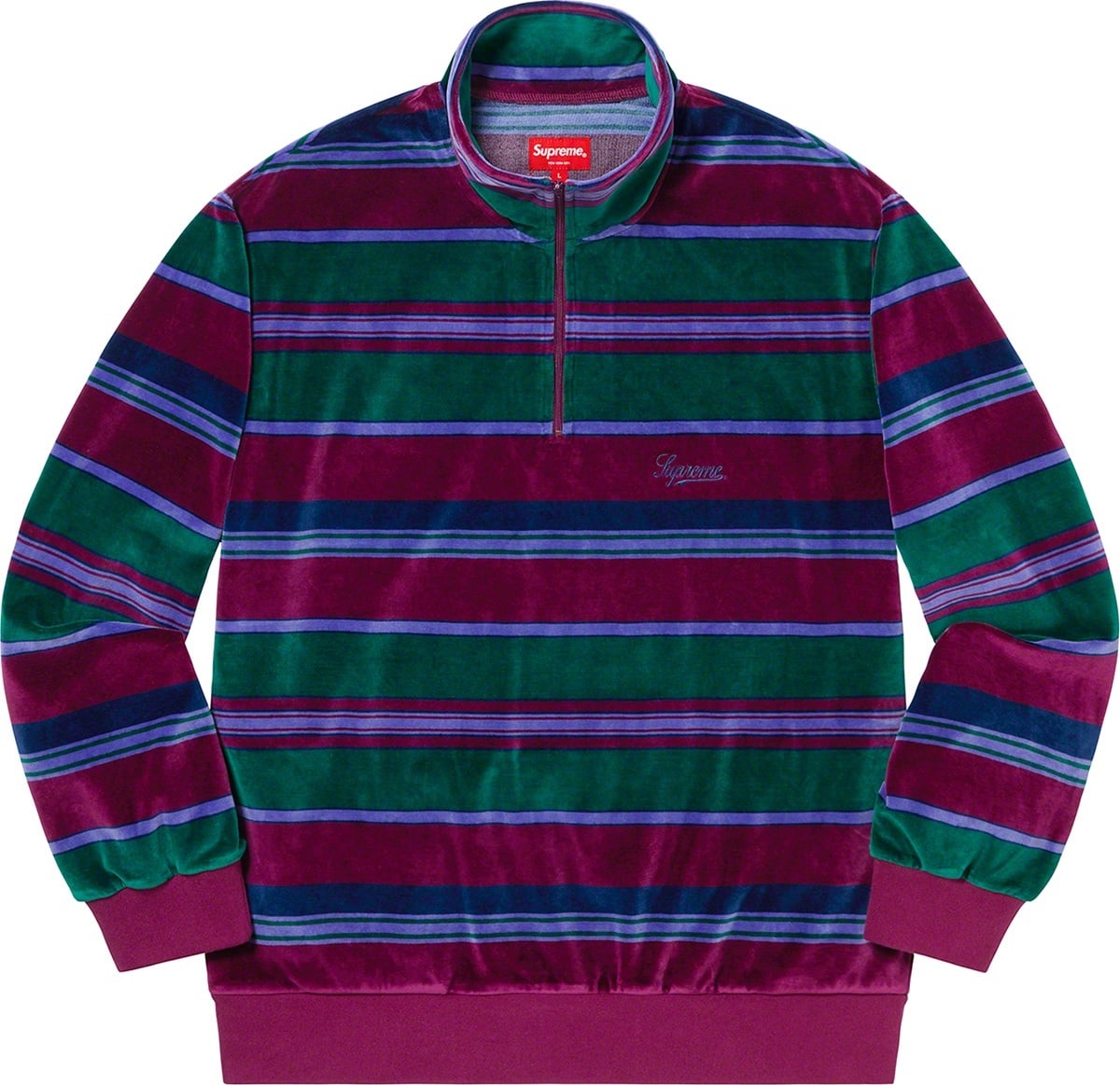 Stripe Velour Half Zip Pullover view 2